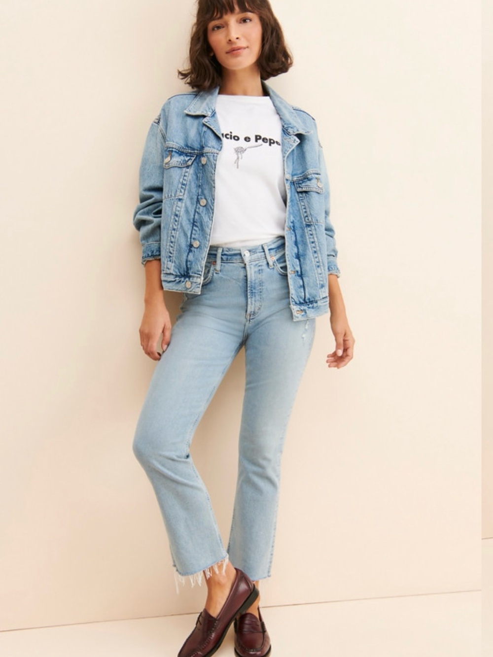 Light Wash High-Rise Straight Jeans - Light Blue